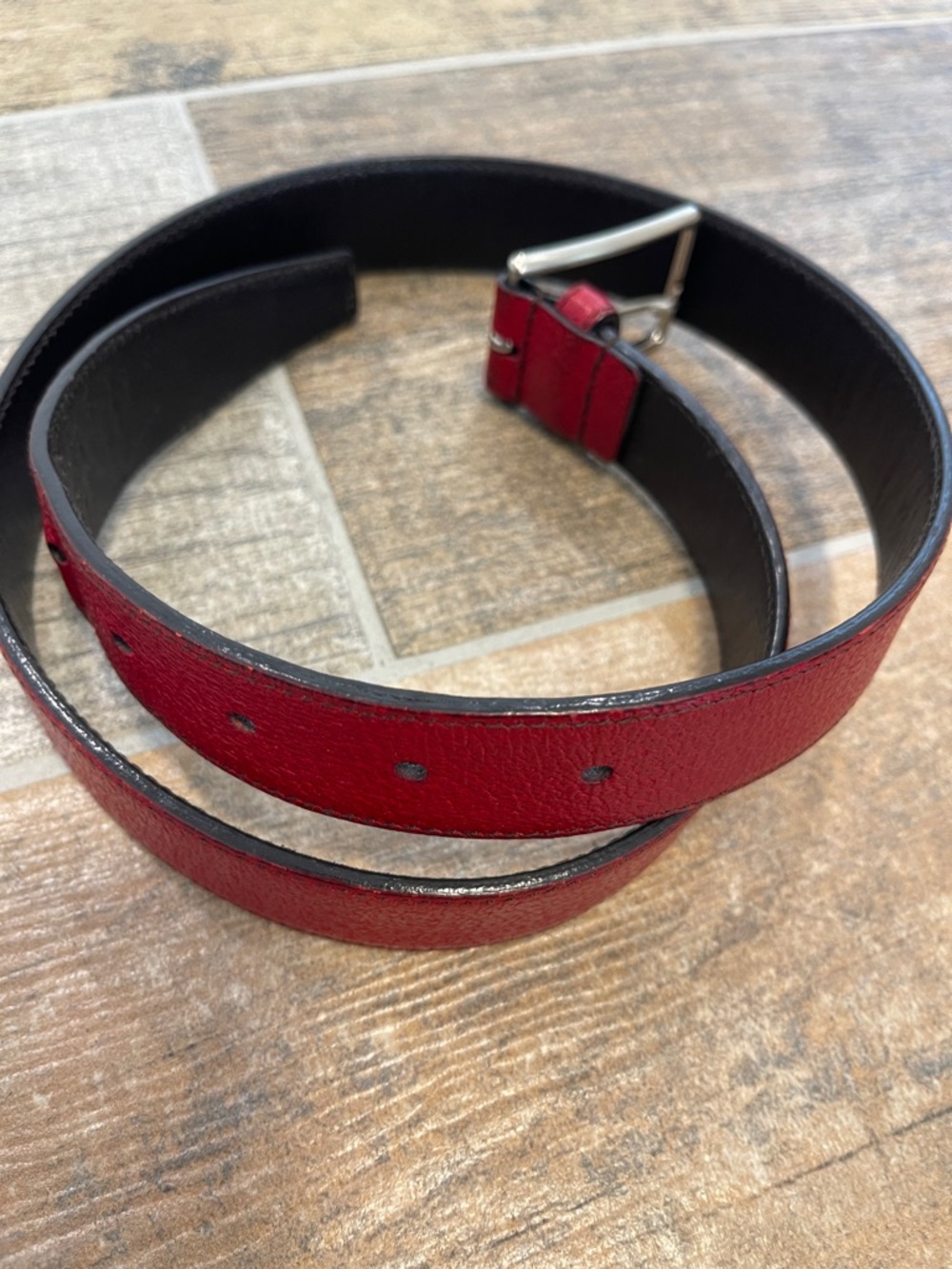Prada Red Leather Belt with Buckle Small - Picture 3 of 9